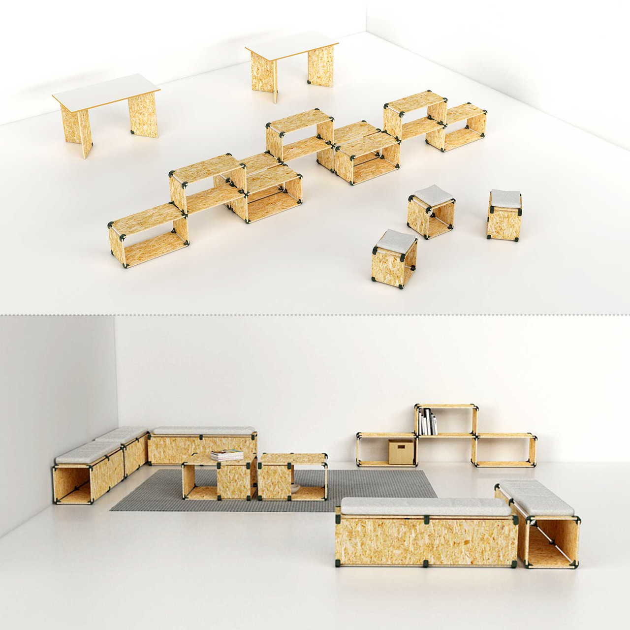 PlayWood Connector for Tool-Free Modular Pop-Up Furniture & Storage Assembly