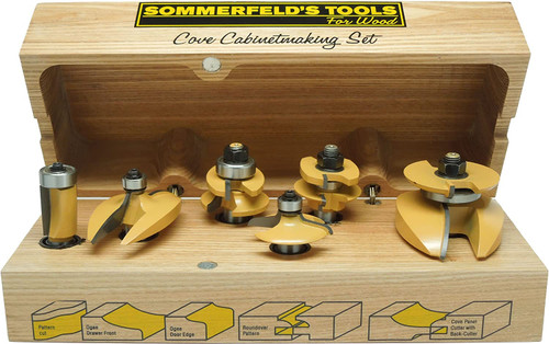 Sommerfeld 6 Piece Cove Cabinetmaking Set with New Patented Chip-Free Roundover Rail & Stile, 1/2-Inch Shank