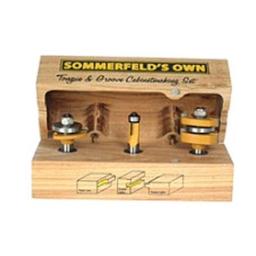 Sommerfeld's 3 Piece Matching Tongue & Groove Router Bit set 1/2-Inch Shank For Cabinet Doors