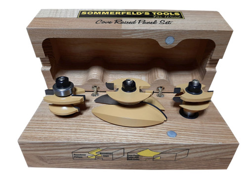 Sommerfeld's 3 Piece Woodworking Cove Raised Panel Door Set 1/2-Inch Shank For Cabinet Doors on the Router table