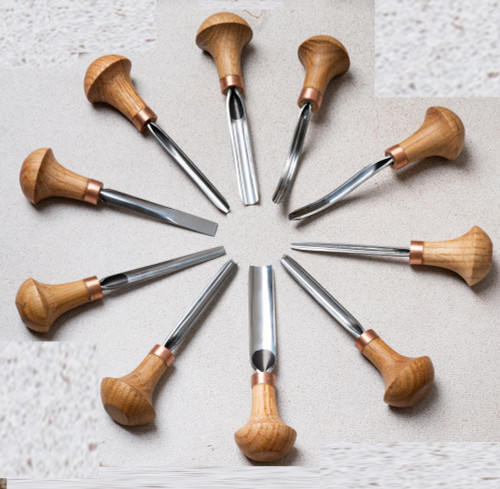 STRYI 10 piece Gravers and burins Palm carving tools set  for detailed carving of different handmade items.