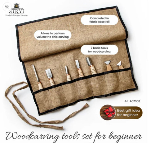 STRYI 7 piece Chip carving set for experienced carvers as well as new to the hobby. Designed by  Master carver Adolf Yurev (AY)