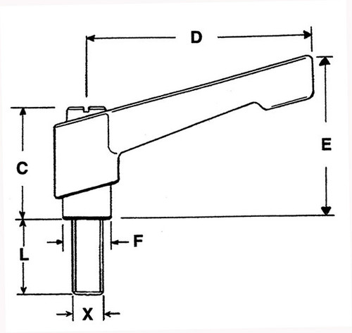 Morton MH-3043 Die Cast Zinc Handle Adjustable Clamping Lever with Stud, Inch Size, 1.97" Stud Length, 5/16-18 Thread Size, 1.77" Height