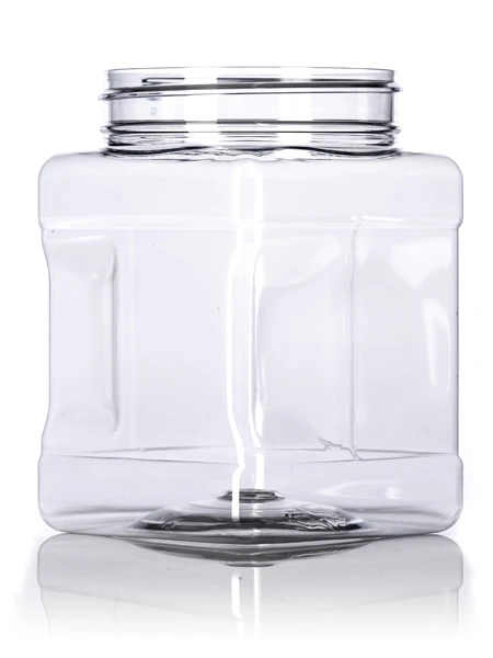 32-Ounce Square Plastic Jars (4-Pack) with black lids
