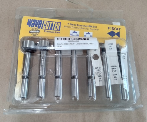 Fisch FSA-280323 1/4'' to 1'' Diameter 7-Piece Wave Cutter Forstner Bit Set