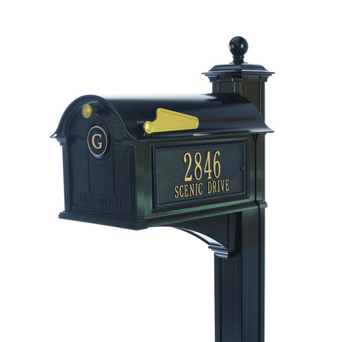 Black Balmoral Streetside Monogram Mailbox & Post Package w/ Extras!