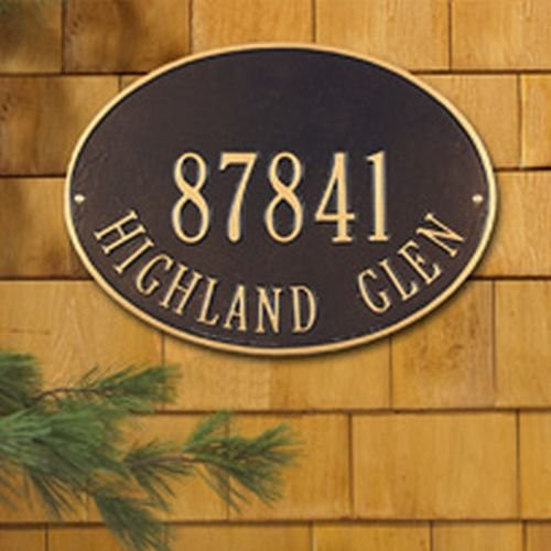 Whitehall 2923 Hawthorne Standard Oval Wall Two Line Address Plaque - Customize!