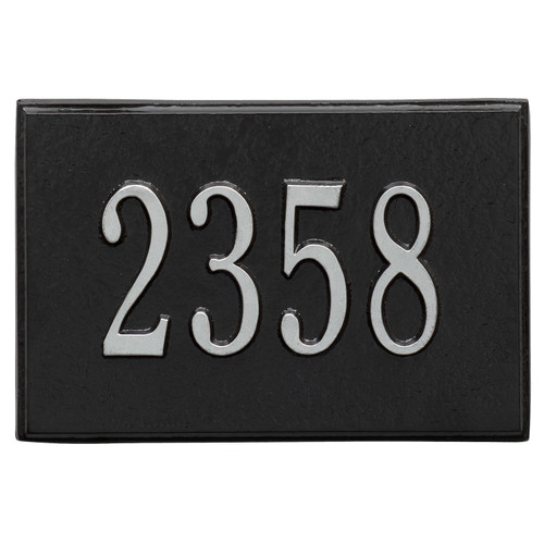 Whitehall Locking Wall Mailbox Number Plaque Insert in Black with Silver Writing