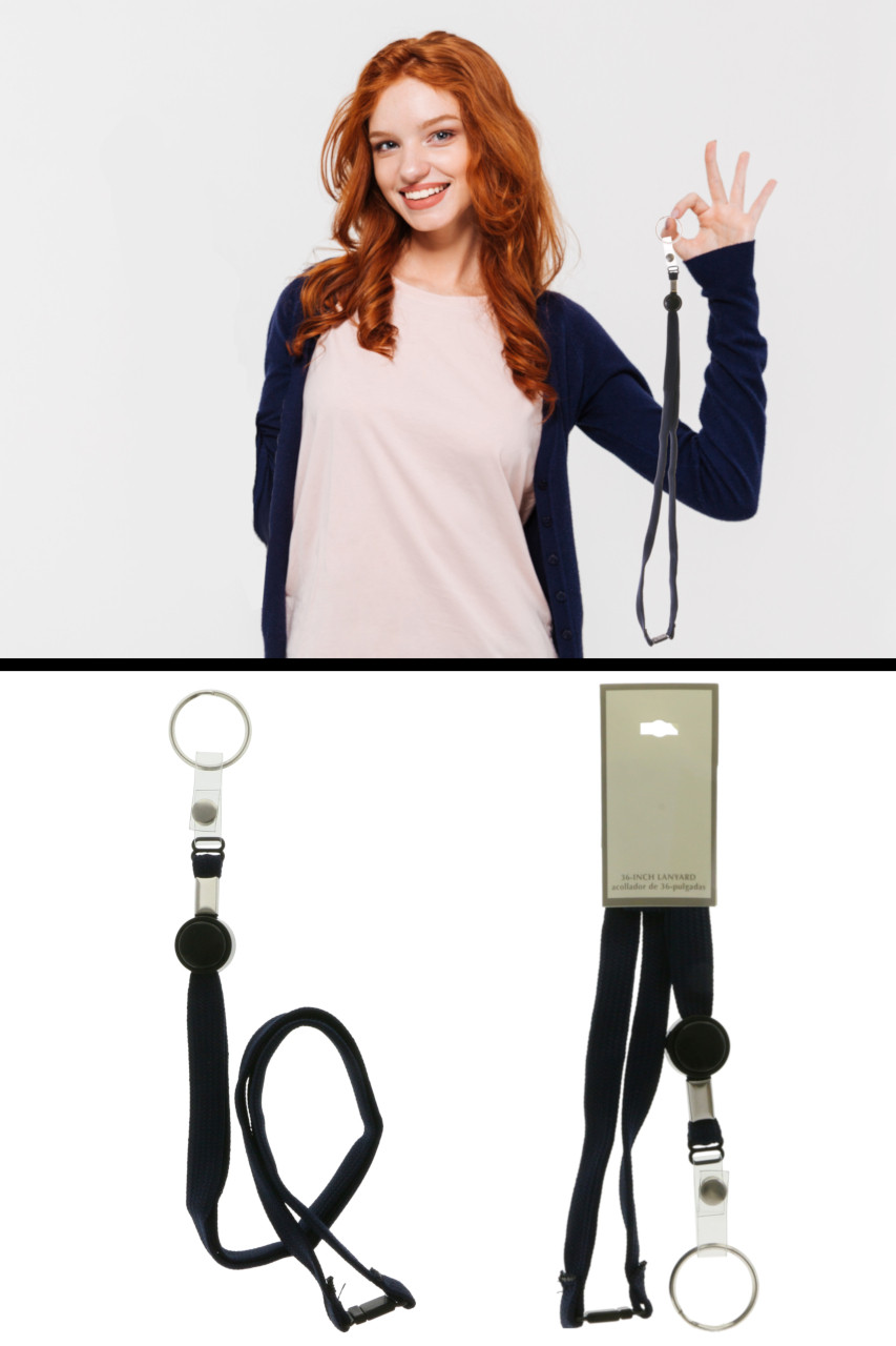 Shoe string like lanyard with snap for ID and ring for keychain KEKC81 ...
