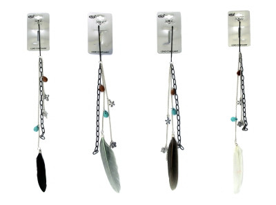 Bobby pin with three chains hanging from bobby pin with charms and ...