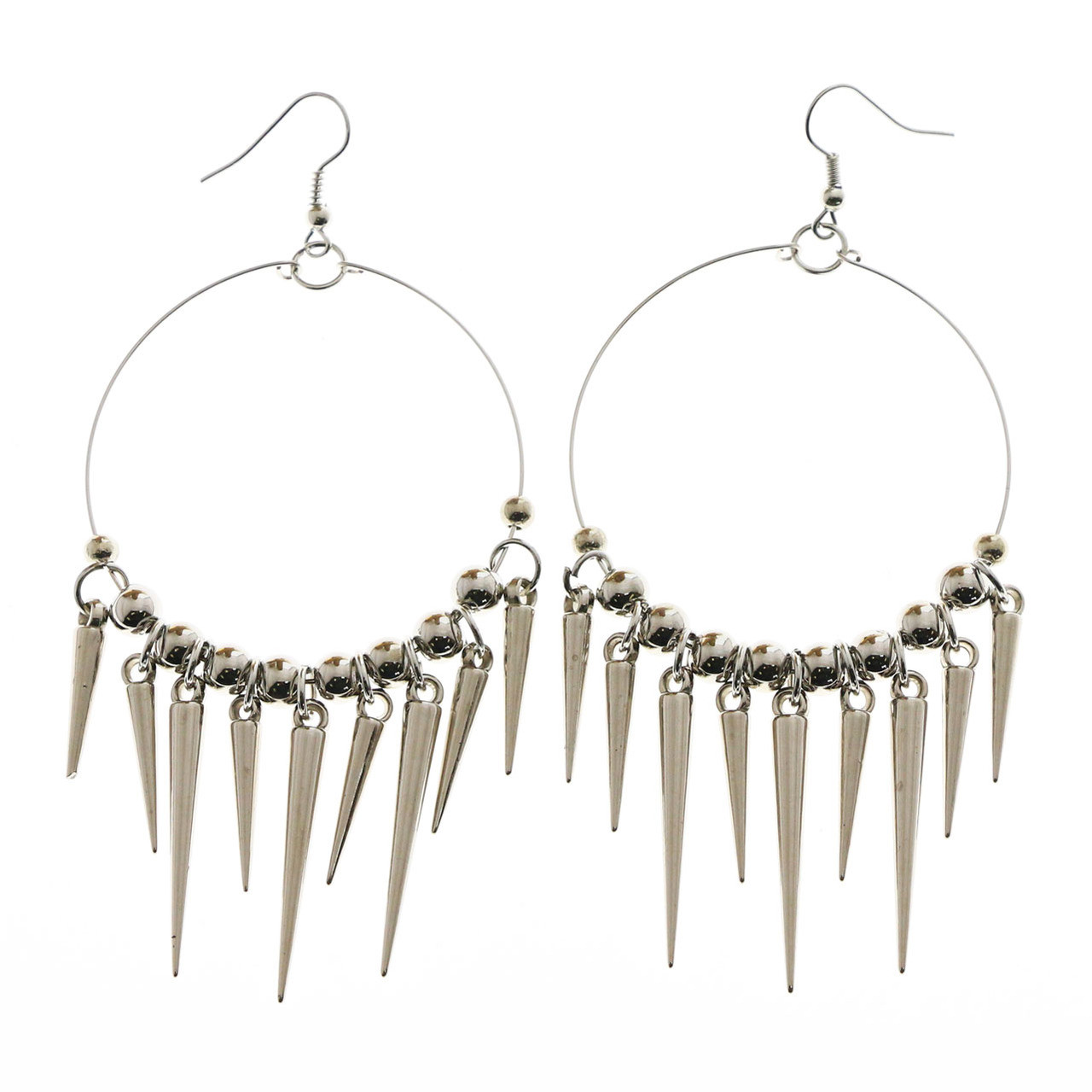 アクセサリー Preek SPIKE HOOP EARRING Preek SPIKE HOOP EARRING Multi Spike Lined Hoop Earrings - 316L