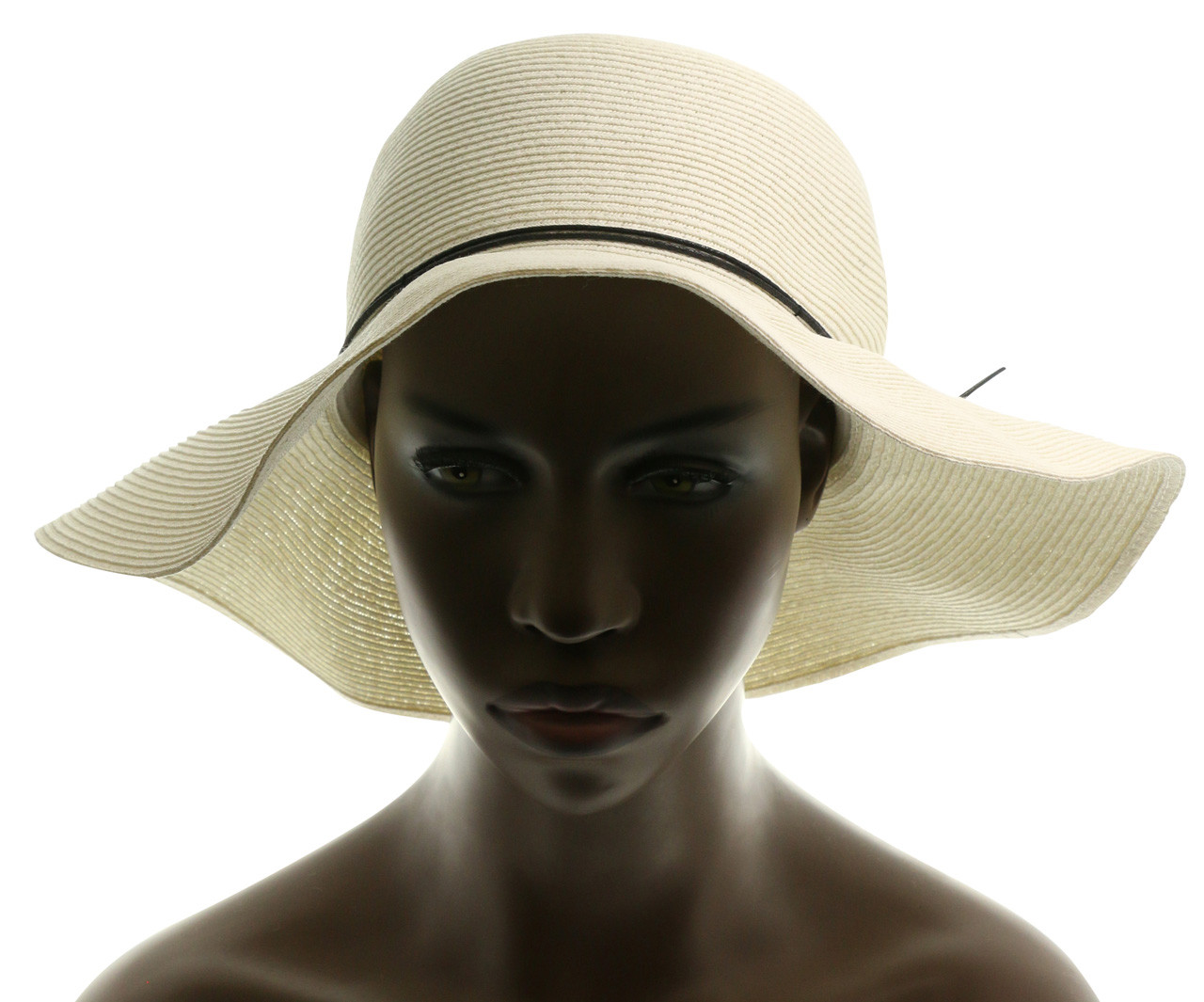 White Sun Hat 80% Paper 20% Polyester Blend HAT078 - Wholesale