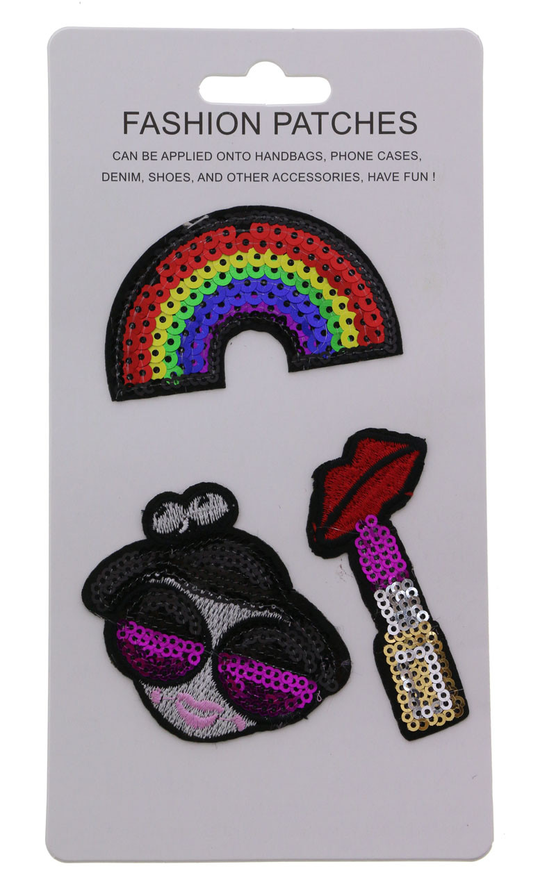 Fashion Sequin Patches Rainbow Girl & Lipstick APLKSTKR3301