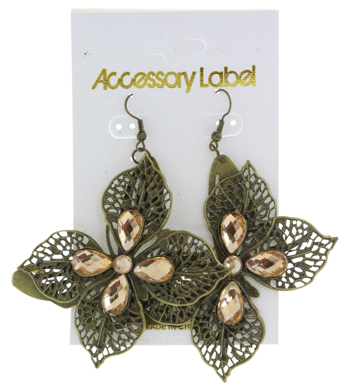 Antiqued Filigree Butterfly Dangle Earrings Gold-Tone - E23472 ...