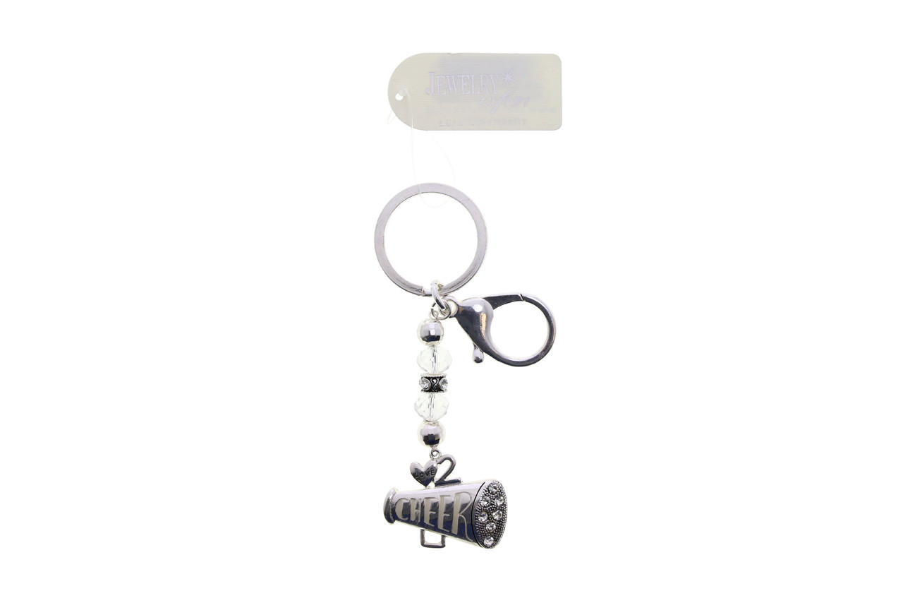 Chain Dangle Split-Ring Keychain Silver-Tone With Assorted Color Beads -  KEKC10003R - Wholesale Jewelry & Accessories