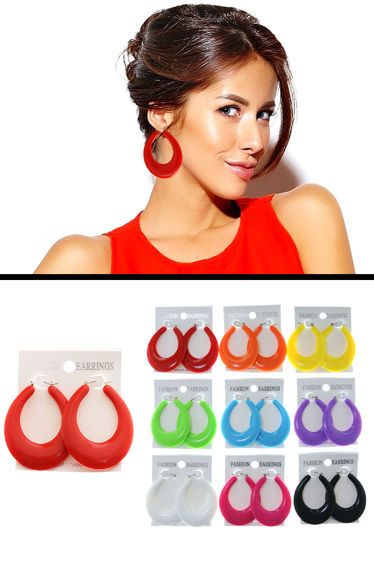 COLOR HOOP EARRINGS E347C - Wholesale Jewelry & Accessories