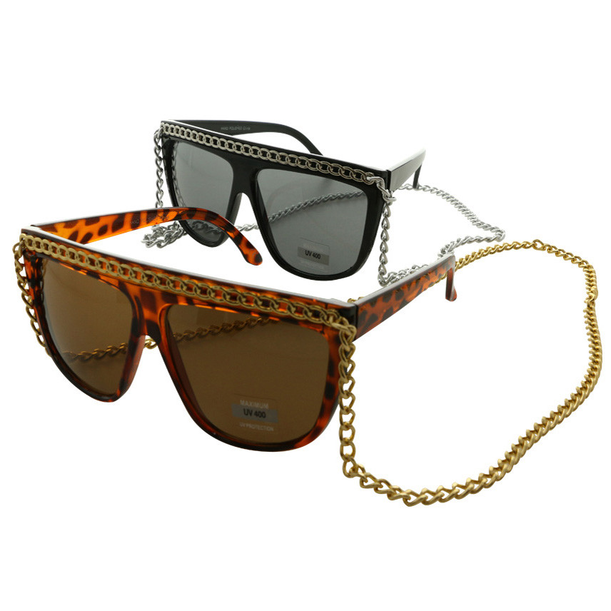 Womens Tortoise Shell Gold Chain Fashion Sunglasses Acrylic  display picture 2