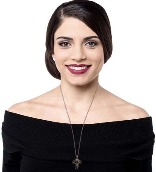 Silver tone elephant head charm necklace N130A