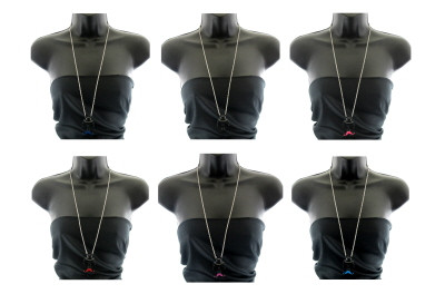 Silver tone hat/eyeglasses/mustache charm necklace N151AC