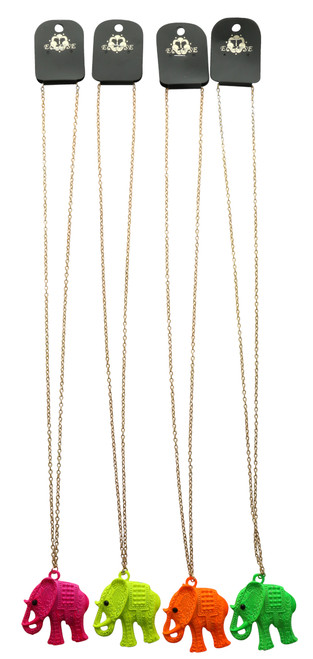 Neon color elephant charm necklace N90C