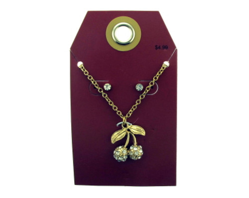 Gold tone cherry necklace and earring set GRMT19 Gold tone cherry necklace and earring set GRMT19