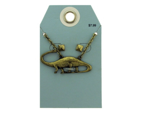 Antique style gold tone dinosaur necklace and earring set GRMT57