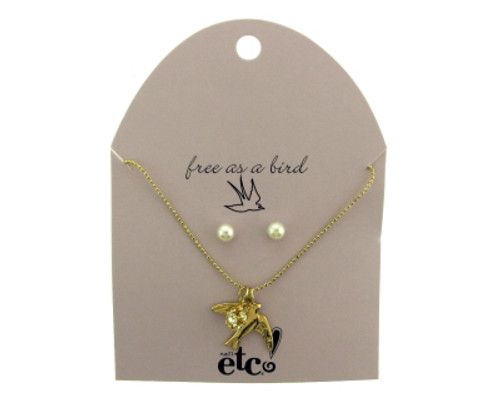 Gold tone and faux pearl necklace and earring set GRMT59 Gold tone and faux pearl necklace and earring set GRMT59