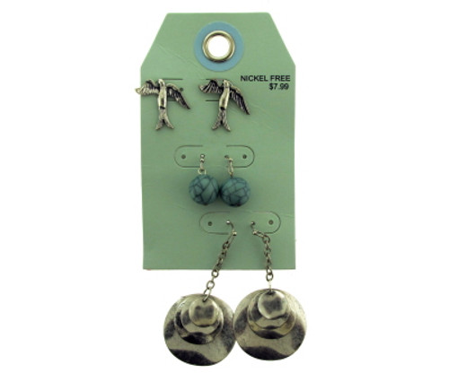 Multiple antique style silver tone earrings GRMT64 Multiple antique style silver tone earrings GRMT64