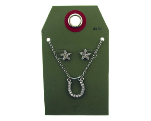 Silver tone horseshoe and star necklace and earring set GRMT75 Silver tone horseshoe and star necklace and earring set GRMT75