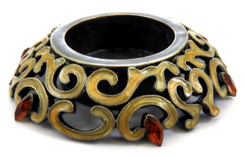 Filigree designed candle holder with pointed oval shaped rhinestone accents ch4 Filigree designed candle holder with pointed oval shaped rhinestone accents ch4