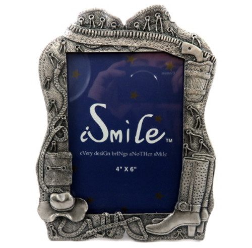 Pewter picture frame with assorted cowgirl accessories throughout pf116 Pewter picture frame with assorted cowgirl accessories throughout pf116