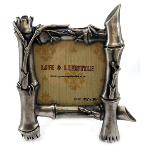 Pewter picture frame resembling bamboo stems pf9