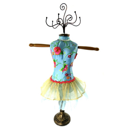 Light blue ornate jewelry display doll JH2L