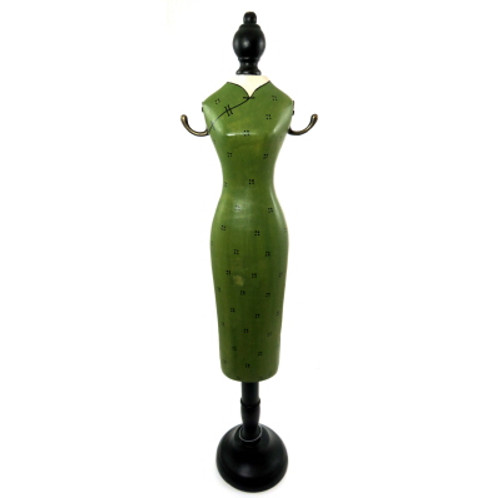 Green wooden, larger sized vintage style jewelry display jh33l Green wooden, larger sized vintage style jewelry display jh33l