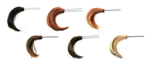 Hair pin with short tail of synthetic hair with strands of thin colored ribbon HH1235D Hair pin with short tail of synthetic hair with strands of thin colored ribbon HH1235D