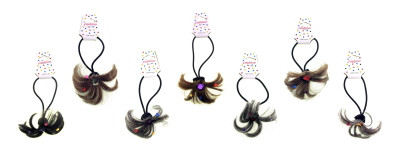 Hair scrunchie with short tail of synthetic hair HH2526