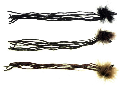 Hair clip with long braided strands of synthetic hair attached to the clip along with matching colored feathers covering the clip HH2733C