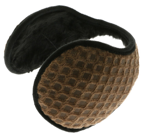 Earmuffs with a band that goes behind the head with a furry diamond design 12EM703