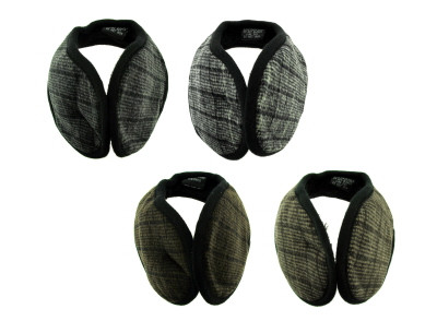 Earmuffs with a band that goes behind the head with a small plaid print in assorted colors 12EM710