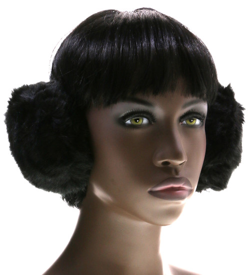 Black furry earmuffs with band that goes behind the head 24EM712