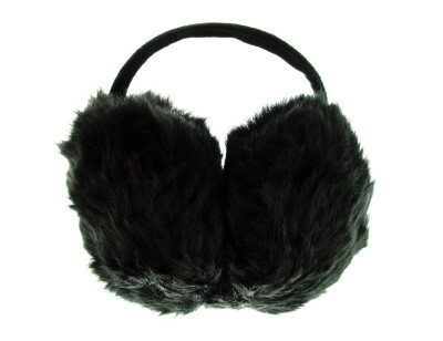Black furry earmuffs with band that goes behind the head 24EM712