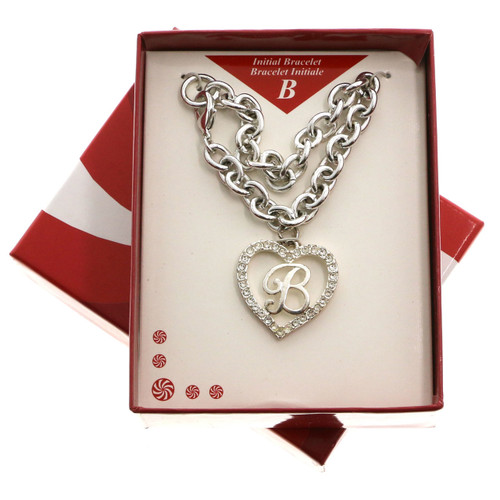 Silver Tone Initial Bracelet "B" GBB2