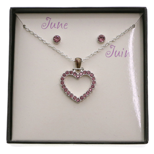 Necklace & Earring Birthstone Gift Box Set (June) GBNE20