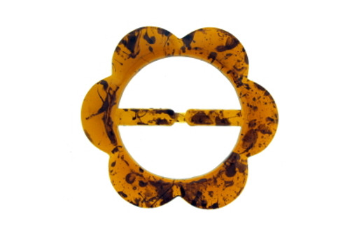 Round Tortoiseshell Colored Acrylic T-Shirt Ties With Scalloped Edges TST335