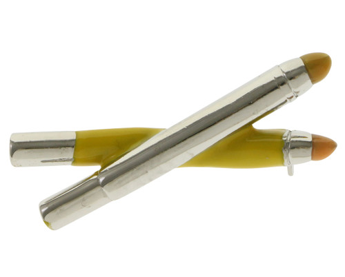Brooch pin with a pen and pencil crossing each other P2486