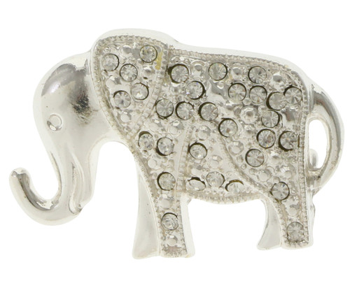 Silver-Tone Elephant With Rhinestone Accents Pin P3506A