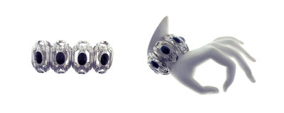 Silver-tone metal stretch bracelet QB03