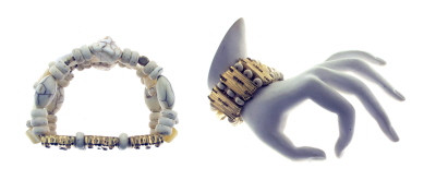 Three layer white marbled bead stretch bracelet QB14