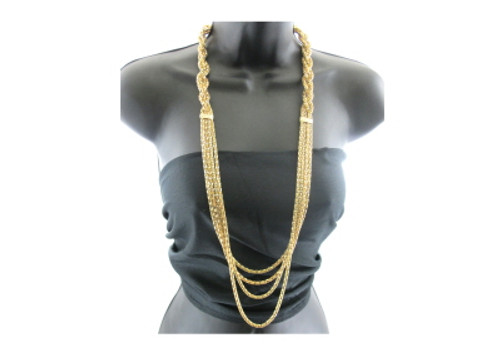 Half braided gold-tone chain QN16