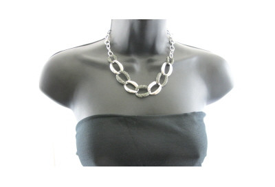 Silver and gun metal chain link necklace QN21